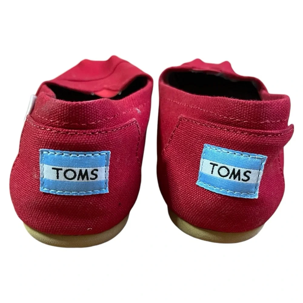 Toms Alpargates Red Canvas Flats Slip-On Canvas Loafers Comfort Cushion Easy on.